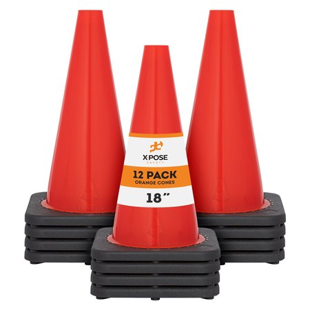 XPOSE SAFETY Traffic Cone, PVC, 18" H, Orange OTC18-12-X